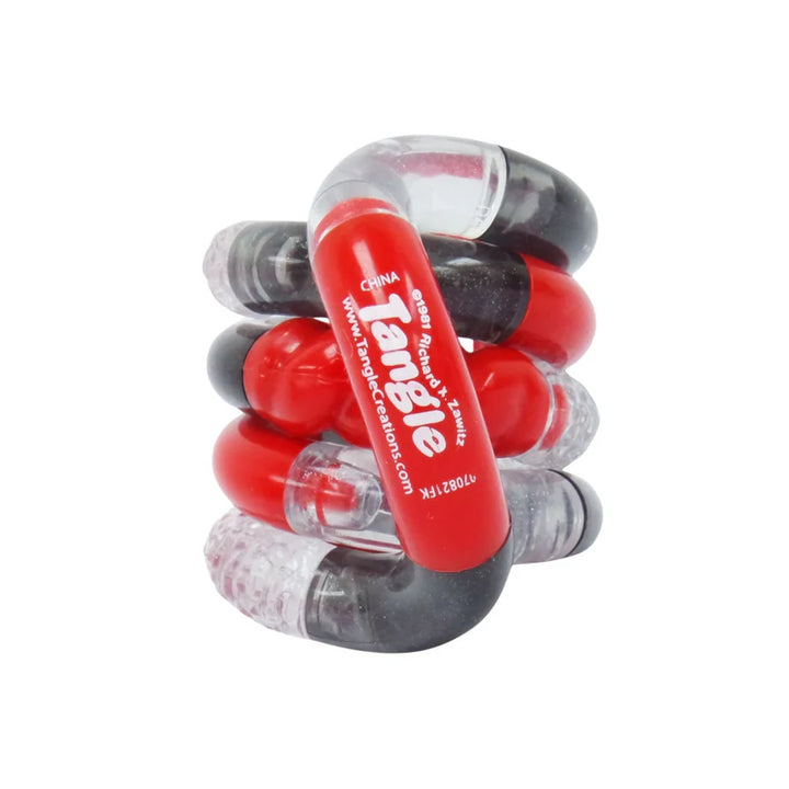 tangle structuur zwart rood, fidget, volwassenen fidget, sensoriek materiaal