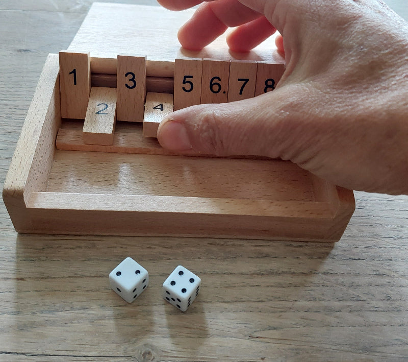 reisspel shut the box, rekenspel, basisschool, rekenvaardigheden