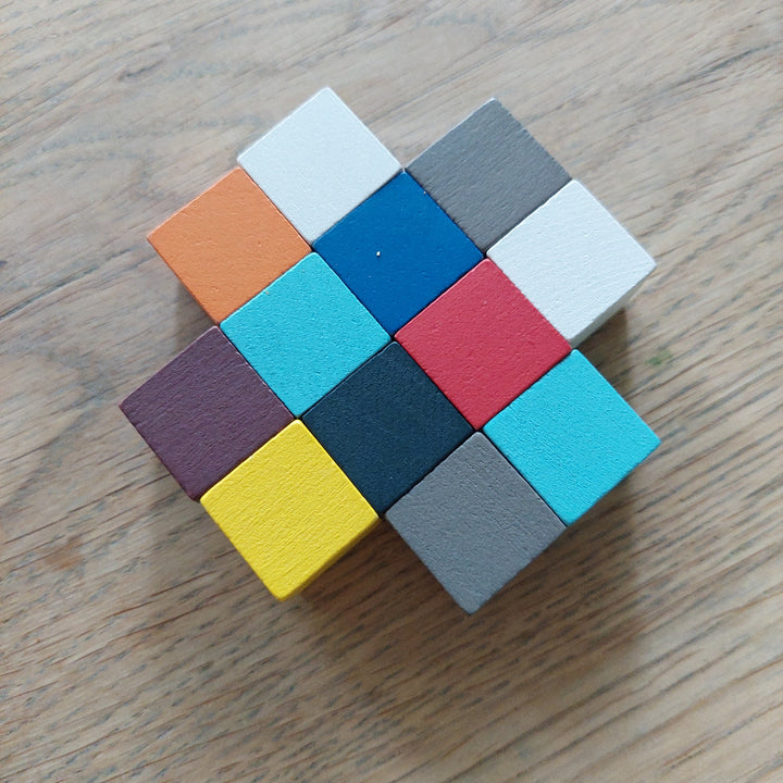 kikkerland pocketpuzzel, kubusblok puzzel, geduldsspel