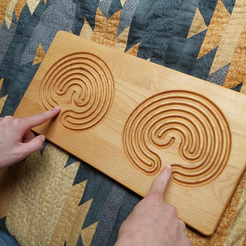 houten dubbel labyrinth, tandembord, tweehandig