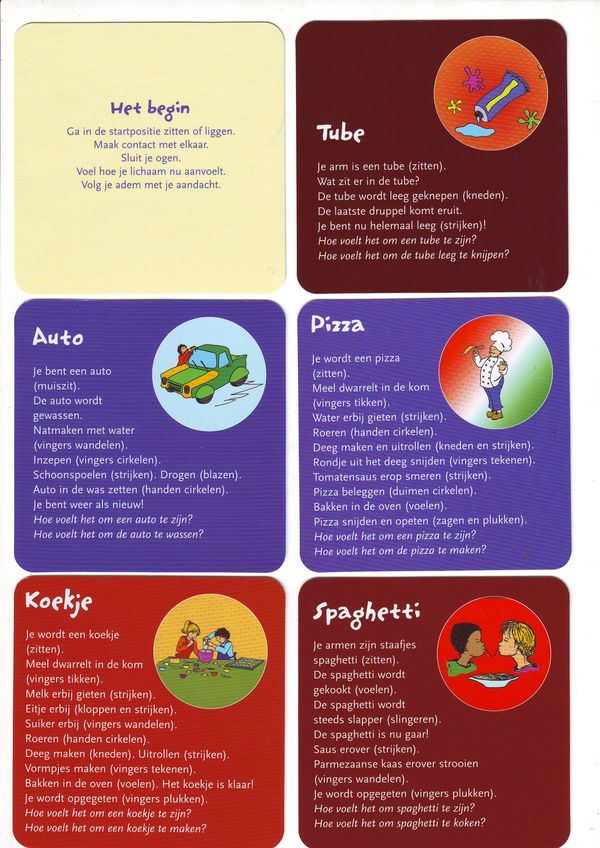 Kindermassagekaarten voorbeeldkaarten