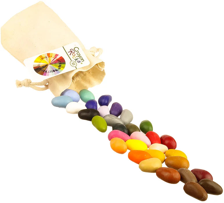 zakjes met 32 kleuren van de crayon rocks, ergonomische waskrijtjes in 32 kleuren