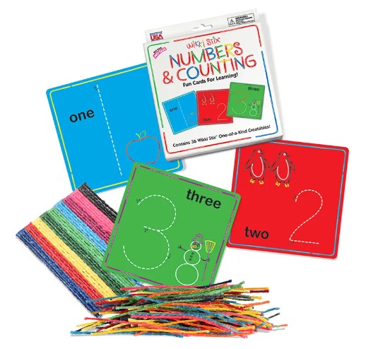 wikki stix numbers en counting set, basisschool set met kaarten en wikki stix, herbruikbaar