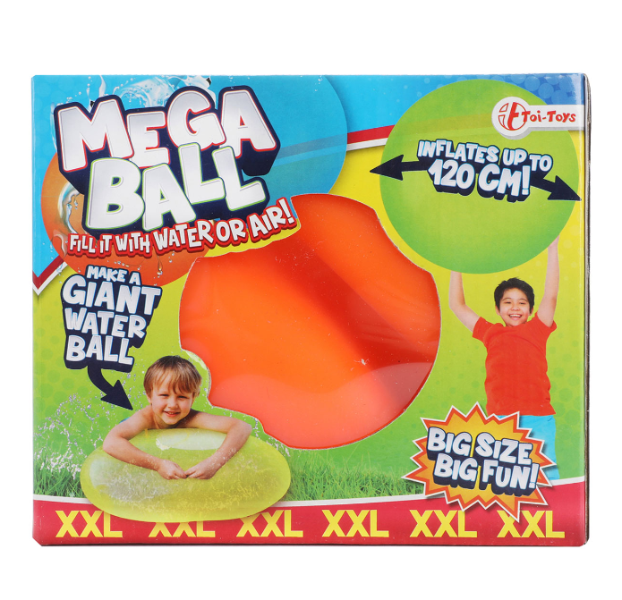 mega ball, puffer bal, water of lucht, motoriekspeelgoed