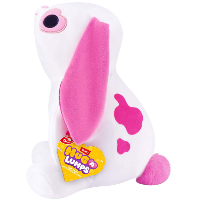 zachte pluche verzwaringsknuffel konijn met lange oren en roze vlekken