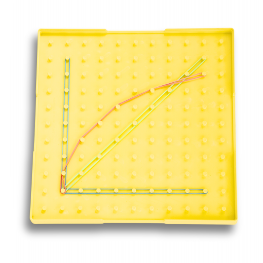 Geoboard groot met elastiek patroon in vierkant en driehoek op 11x11 raster