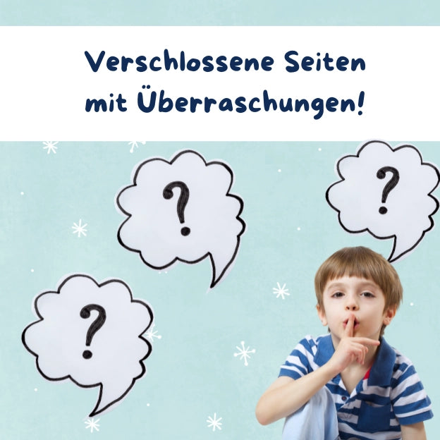 verrassings adventskalender met montessorie aktiviteiten, motoriekspeelgoed van toys42hands, vraagteken en kind met vinger  op de lippen