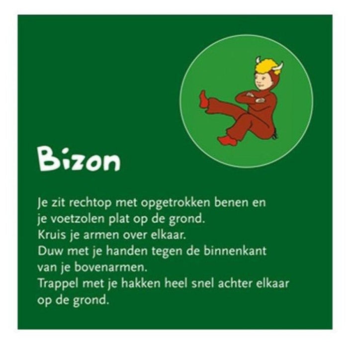 uitleg op de voorbeeldkaart van het spel kinderyoga beestenboel van helen purperhart