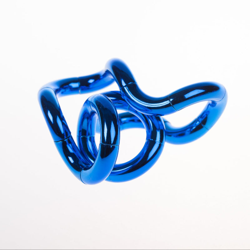Tangle Metallic tangle blauw, shiny chrome, fidget