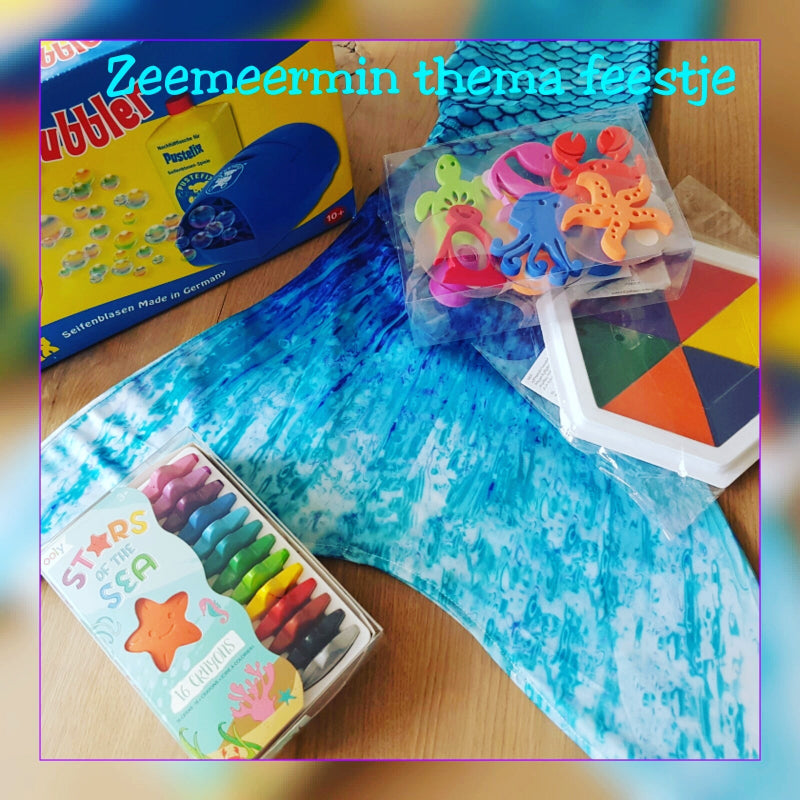 Reuze stempelkussen, 6 kleuren,  thema oceaan, stempelen en tekenen