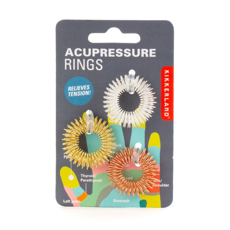kikkerland Acupressuur fidgetringen 3 stuks, acupressure rings relieves tension