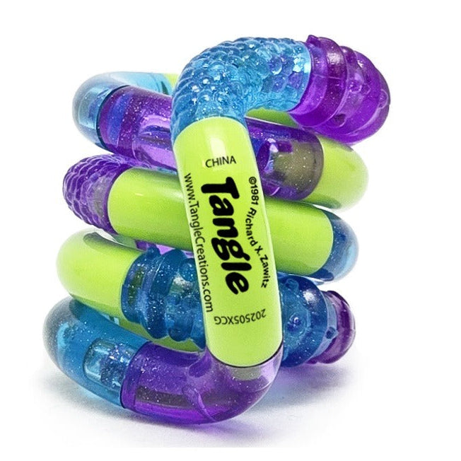 tangle textured crazy parrot, groen paars blauw tangle met structuur, sensoriek materiaal, si prikkelverwerking